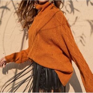 Turtle neck solid oversized sweater